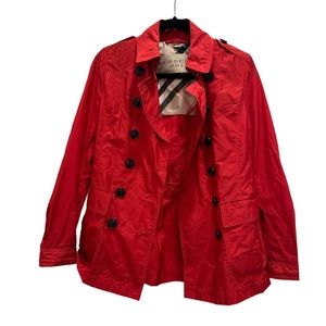 Red Burberry Brit windbreaker jacket